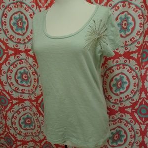 Merona Cotton Seafoam Green Starburst Scoop neck T